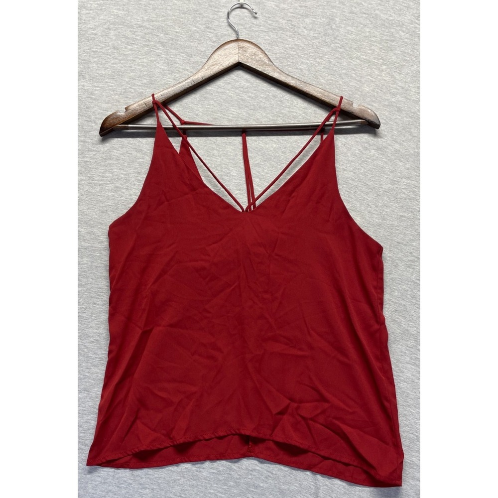 Timing Camisole Tank Top Womens Small Red V Neck Sleeveless Spaghetti Straps